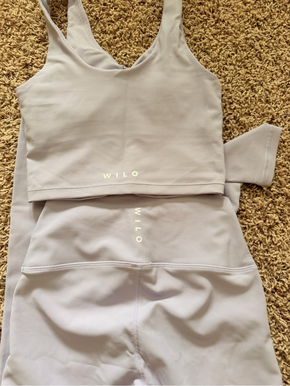 WILO Lavender Seamless V-Neck Crop Top and High-Waist Leggings Set